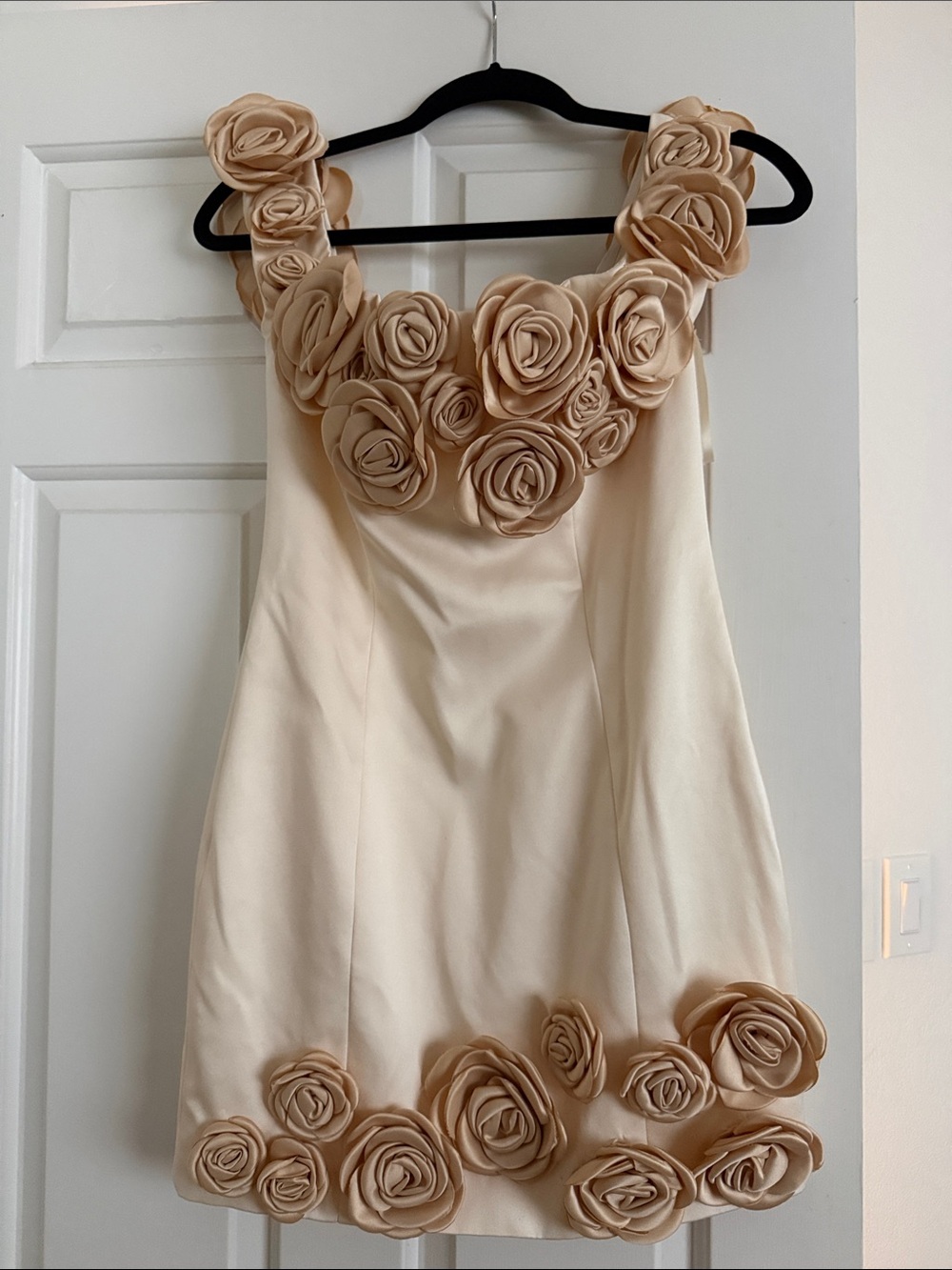 Atoir Blush Rose-Embellished Mini Dress